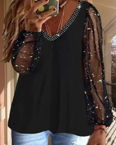 Plus size topp i enfärgad med meshärmar